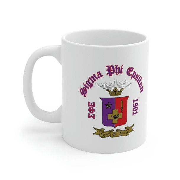  Sigma Phi Epsilon Crest & Year Ceramic Coffee Cup, 11oz 