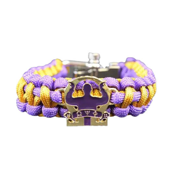 Omega Psi Phi Paracord Survival Bracelet W/Adjustable Clasp