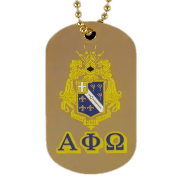 Alpha Phi Omega  Gold Double-Sided Dog Tag W/Chain