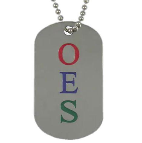 SAVAGE OES Order of Eastern Star Silver Double-Sided Dog tag W/Chain 