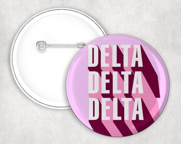 Delta Delta Delta 3D Button Pin Buttons