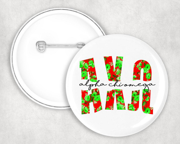  Alpha Chi Omega Big Floral Pin Buttons 