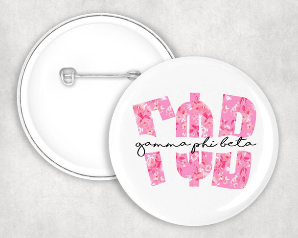  Gamma Phi Beta Big Floral Pin Buttons 