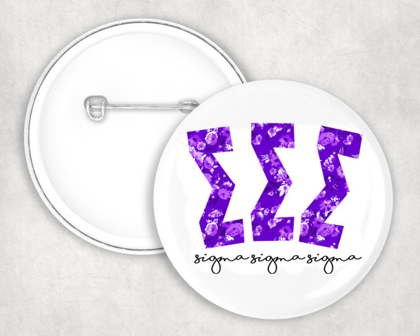  Sigma Sigma Sigma Big Floral Pin Buttons 