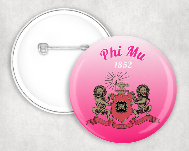 Phi Mu Classic Crest Pin Buttons