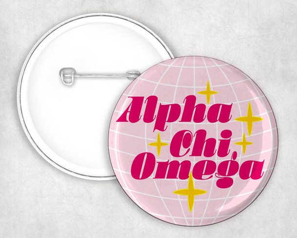  Alpha Chi Omega Disco Pin Buttons 