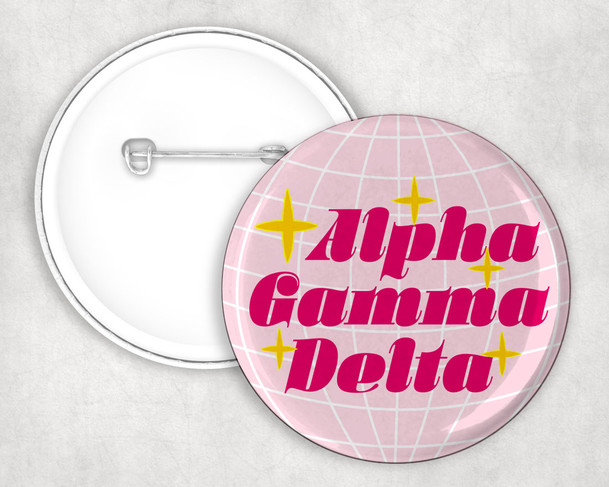 Alpha Gamma Delta Disco Pin Buttons