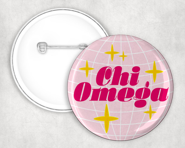 Chi Omega Disco Pin Buttons