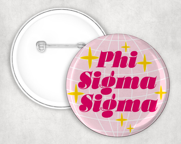 Phi Sigma Sigma Disco Pin Buttons