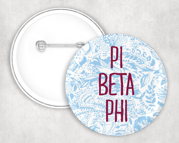 Pi Beta Phi floral-text Pin Buttons