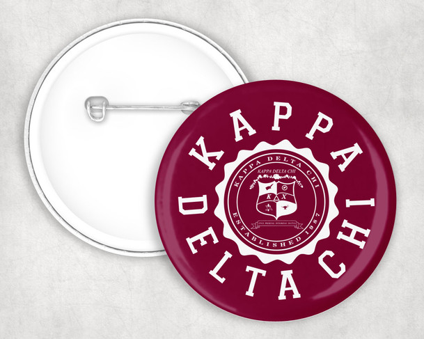 Kappa Delta Chi seal-crest Pin Buttons