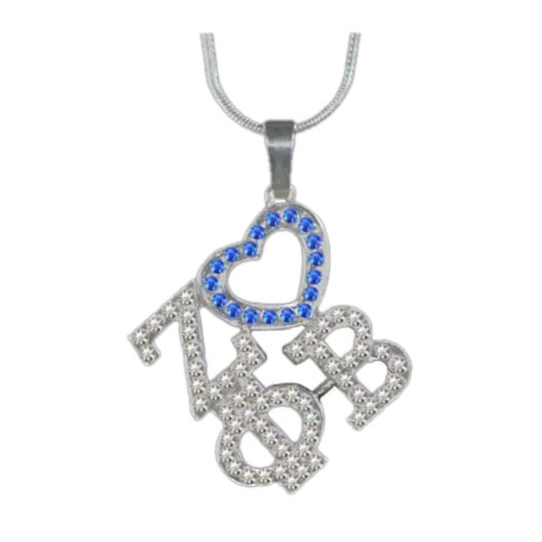 Zeta Phi Beta Color Crystal Heart Necklace