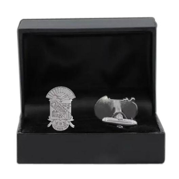 National Sportswear Emblem Phi Beta Sigma Cufflinks - Sigma Shield Silver Look Cuff links 