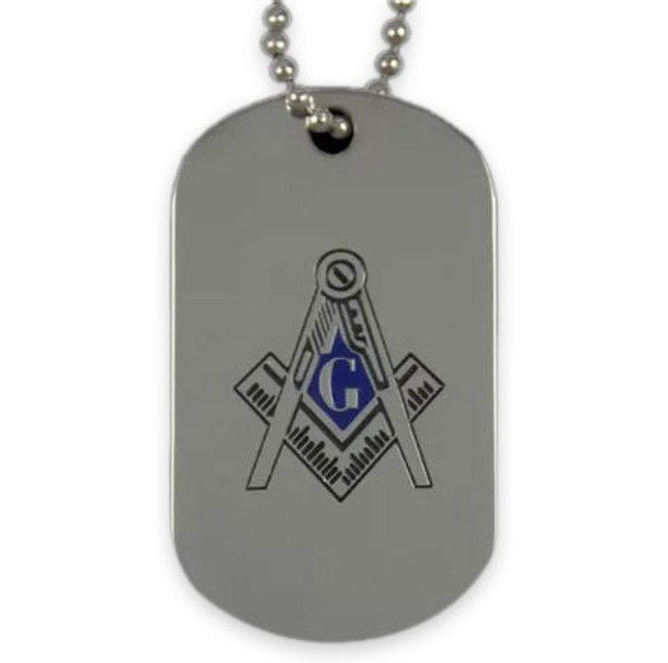 Masonic Silver Double-Sided Dog Tag W/Chain