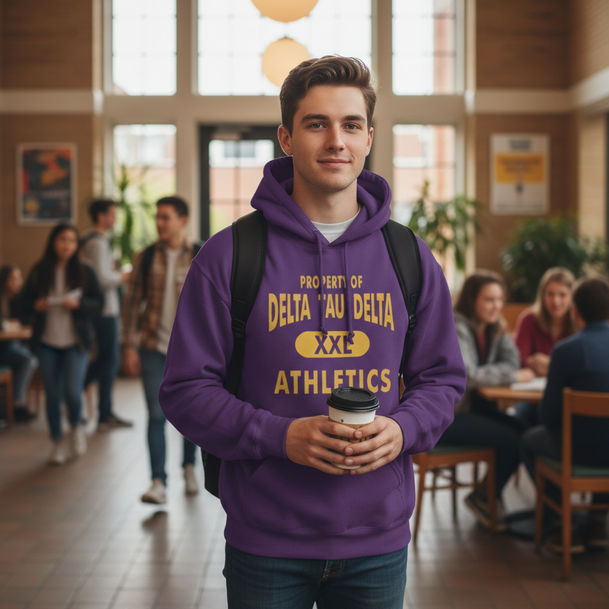 Delta Tau Delta Property Of Athletics Hooded Sweatshirts