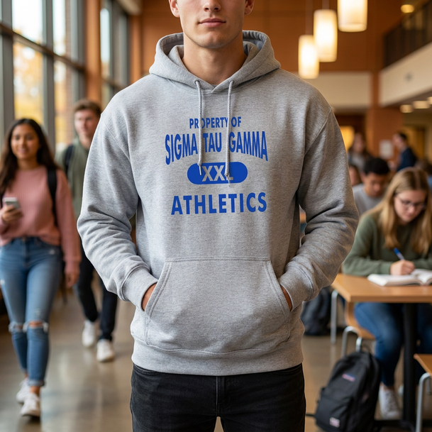 Sigma Tau Gamma Property Of Athletics Hooded Sweatshirts