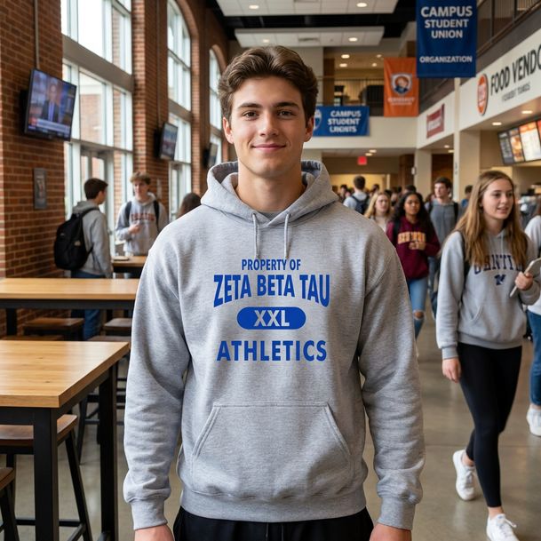 Zeta Beta Tau Property Of Athletics Hooded Sweatshirts