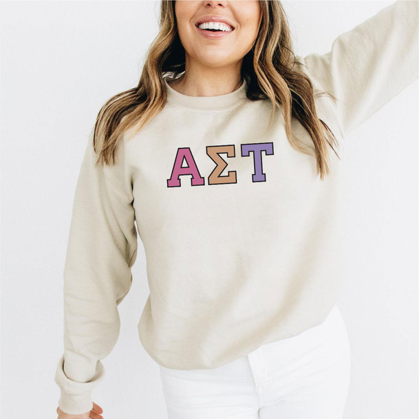 Alpha Sigma Tau Pastel Greek Crewneck Sweatshirt