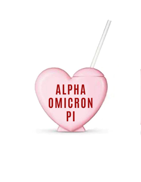 Alpha Omicron Pi Heart Shaped Tumblers