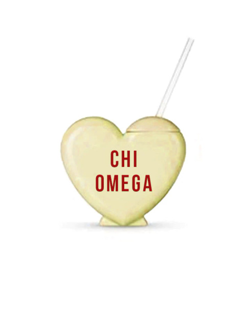 Chi Omega Heart Shaped Tumblers