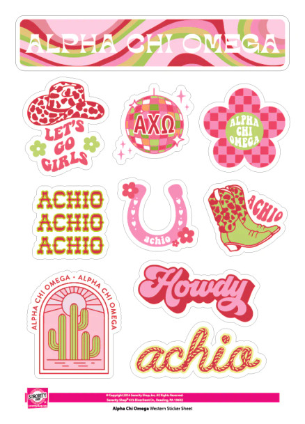 Alpha Chi Omega Western Disco Sticker Sheet