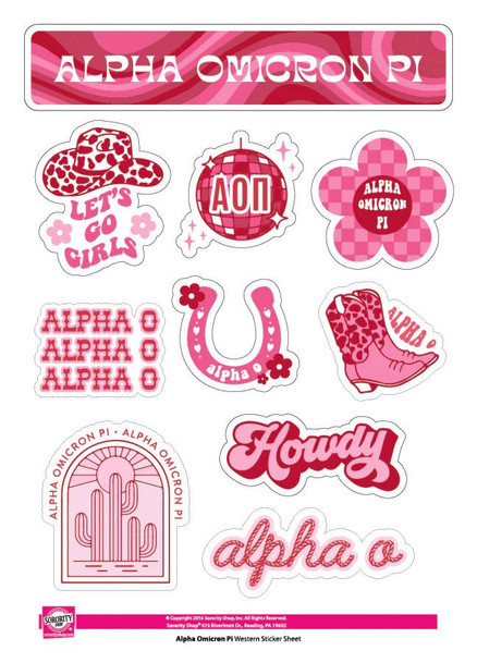  Alpha Omicron Pi Western Disco Sticker Sheet 