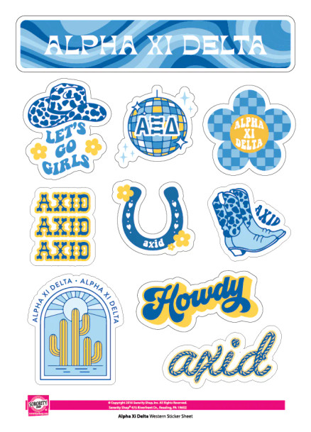 Alpha Xi Delta Western Disco Sticker Sheet