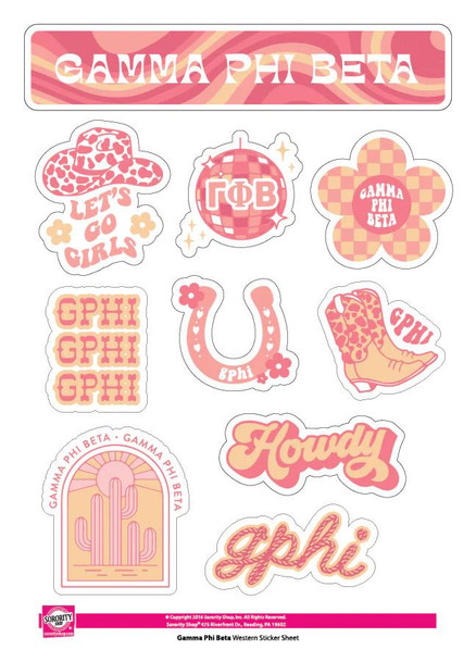  Gamma Phi Beta Western Disco Sticker Sheet 