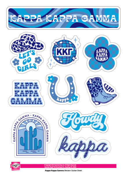 Kappa Kappa Gamma Western Disco Sticker Sheet
