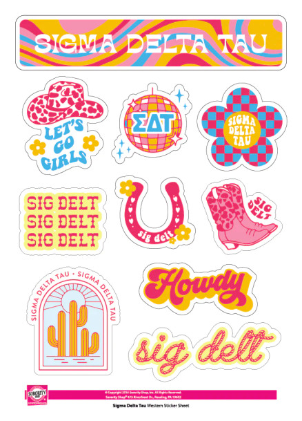 Sigma Delta Tau Western Disco Sticker Sheet
