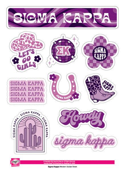 Sigma Kappa Western Disco Sticker Sheet