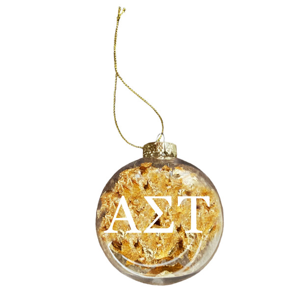 Alpha Sigma Tau Clear Ball Ornament With Gold Foil