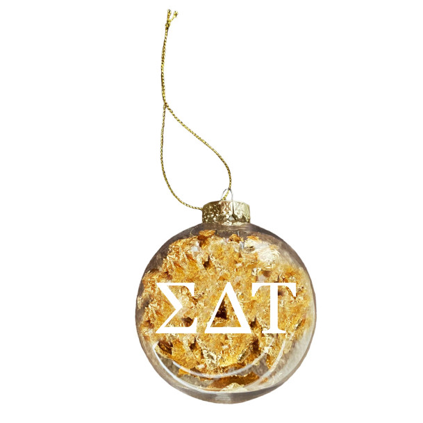 Sigma Delta Tau Clear Ball Ornament With Gold Foil