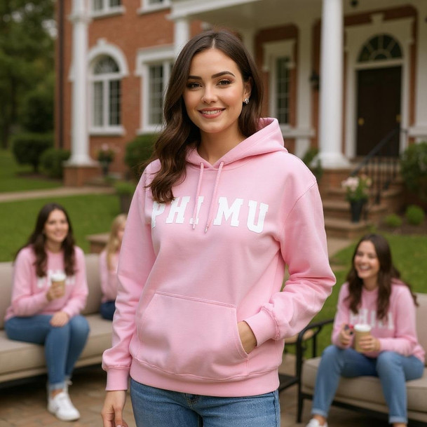 Phi Mu Letterman Hooded Sweatshirts