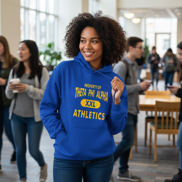Theta Phi Alpha Property Of Athletics Hooded Sweatshirts