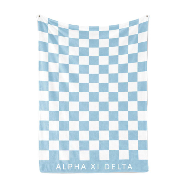  Alpha Xi Delta Sherpa Checkerboard Throw Blankets 