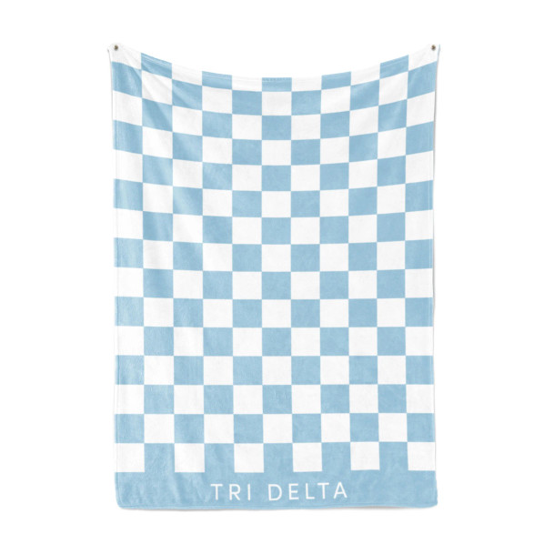 Delta Delta Delta Sherpa Checkerboard Throw Blankets