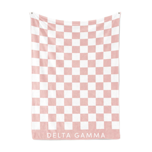  Delta Gamma Sherpa Checkerboard Throw Blankets 