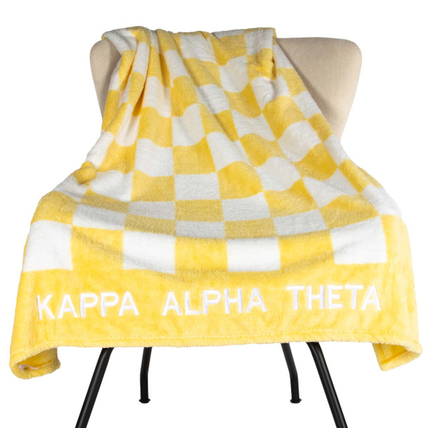 Kappa Alpha Theta Sherpa Checkerboard Throw Blankets