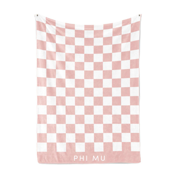  Phi Mu Sherpa Checkerboard Throw Blankets 