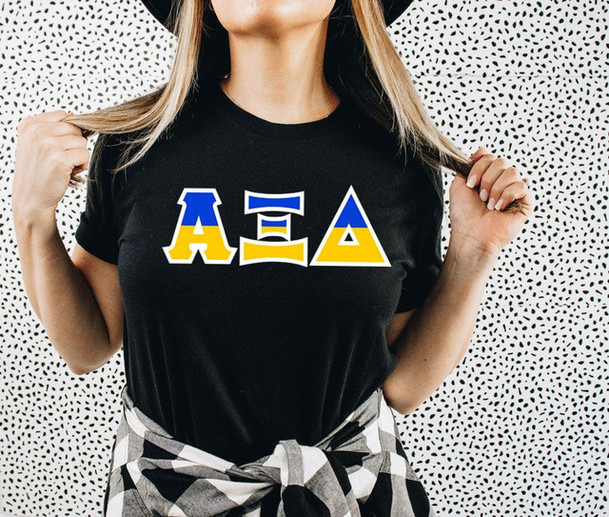 Alpha Xi Delta Two Toned Greek Lettered T-shirts