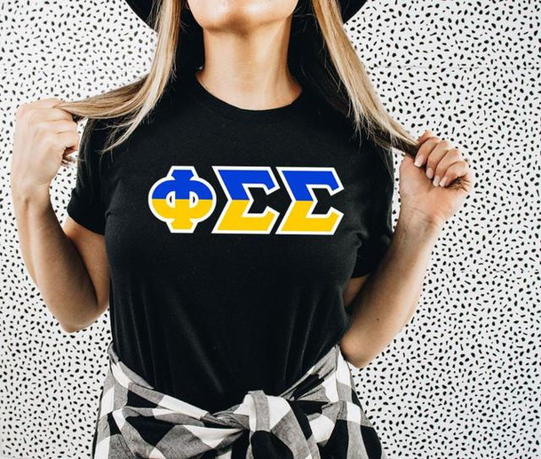  Phi Sigma Sigma Two Toned Greek Lettered T-shirts 