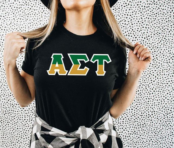  Alpha Sigma Tau Two Toned Greek Lettered T-shirts 