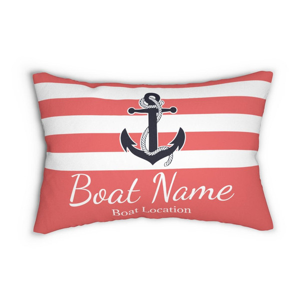  Coral Boat Name Spun Polyester Lumbar Pillow 