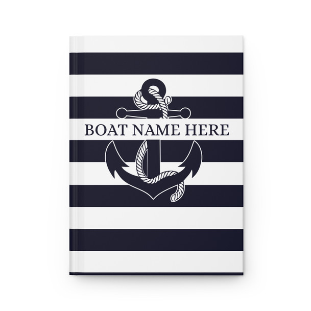 Personalized Boat Navy Stripe Hardcover Journal Matte
