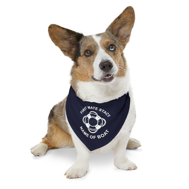  Personalized First Mate & Boat Name Pet Bandana Collar 