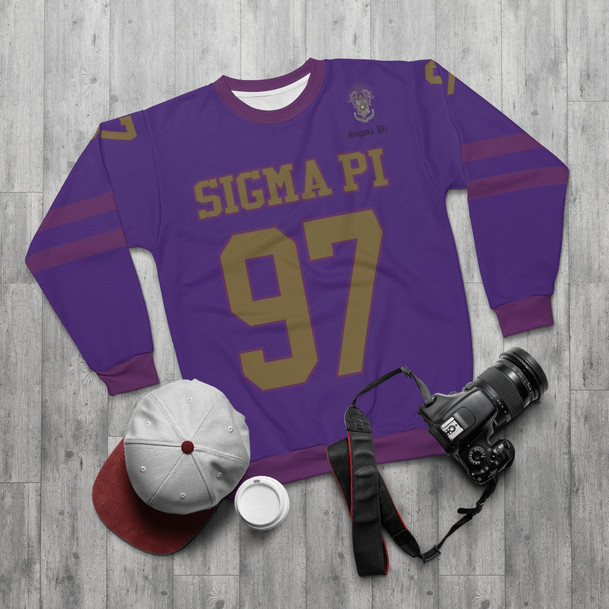 Sigma Pi Jersey Look Cuffs Crewneck Sweatshirt
