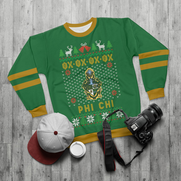 Phi Chi New Ugly Christmas Sweater Look Crewneck Sweatshirt