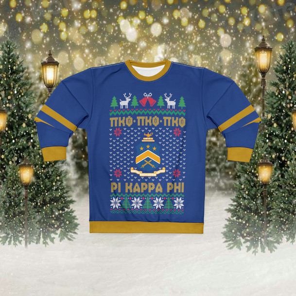 Pi Kappa Phi New Ugly Christmas Sweater Look Crewneck Sweatshirt