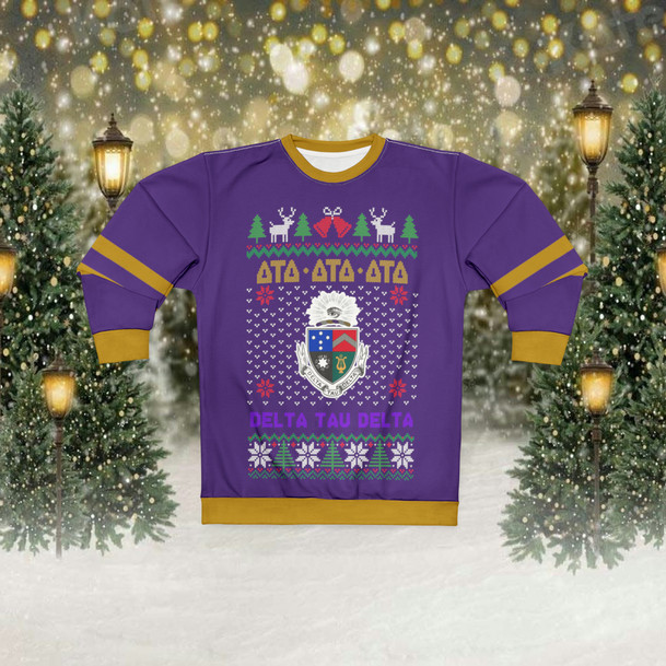 Delta Tau Delta New Ugly Christmas Sweater Look Crewneck Sweatshirt